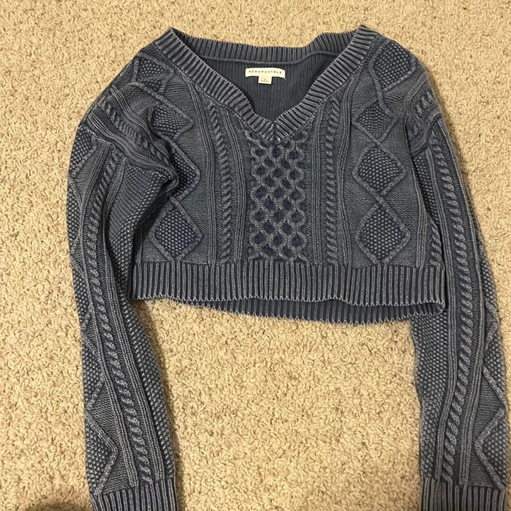 Aeropostale cropped blue sweater